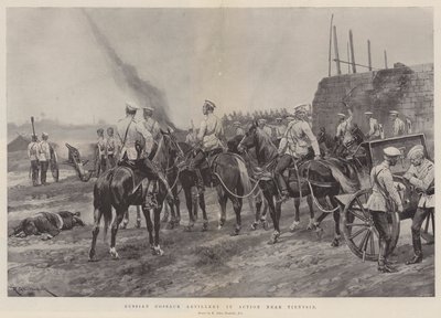 Russische Kozakkenartillerie in Actie nabij Tientsin door Richard Caton Woodville junior
